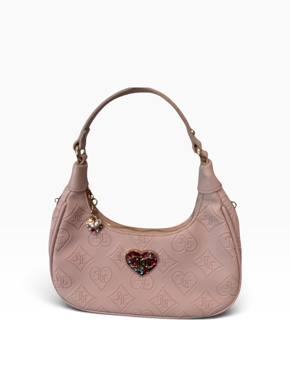Juicy Coutre Satchel Pink hand held bag With Charms embellished hearts